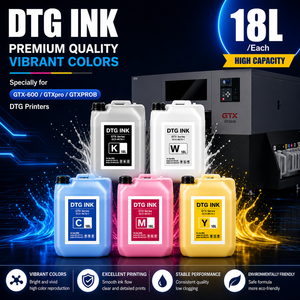 Encre DTG CMYK Blanc 18L Compatible avec Brother GTX-600 GTXpro GTXPROB Qualité Premium Haute Capacité Vente en Gros - Product Image 1