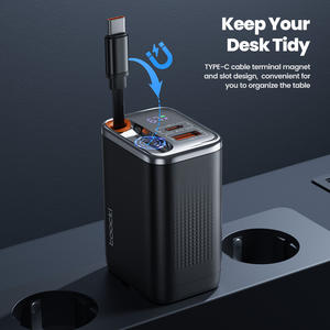 Toocki vente en gros PD 67W Gan câble rétractable chargeur rapide double port 2 Type C prise ue chargeur mural de téléphone portable Portable - Product Image 4