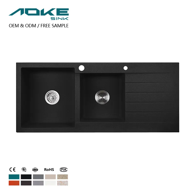 AOKE High Quality Handmade Nano Sink stainless steel Double OEM Bowl Custom black kitchen sink