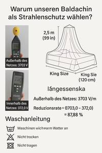 Moderne Stijl Opvouwbare Tweepersoonsbed Luifel Rond Zilvergrijs Met Elektromotorische Krachtafscherming En Emf Stralingsblokkerende Functie - Product Image 6