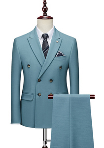 Abito da uomo a doppio petto tinta unita per banchetti casual tendenza italiana formale per banchetti - Product Image 5