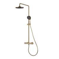 Robinet de douche thermostatique à poignée unique pour hôtel, avec cartouche céramique, pommeau de douche effet pluie et design de tuyauterie apparente