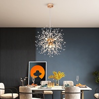 Lustre Pendentif Nordique à Hauteur Réglable Effet Feu d'Artifice, Suspension Moderne Pissenlit pour Salon et Maison