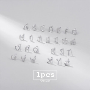Pendientes de plata de ley S925 con 26 letras, <span class=keywords><strong>a</strong></span> la moda y simple, clásicos, para hombres y mujeres, regalo al por mayor - Product Image 1