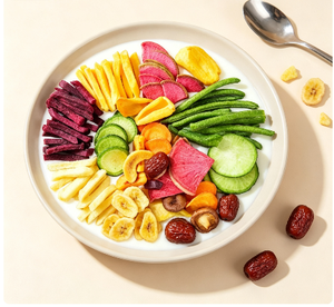 Croustilles de légumes et de fruits mélangés VF, large gamme d'options de fruits et légumes crus, avec service OEM personnalisé pour la fourniture de snacks en gros - Product Image 1