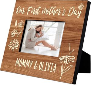 Notre première fête des mères cadre photo personnalisé première fête des mères <span class=keywords><strong>avec</strong></span> des noms, date 6 modèles, 2 tailles nouvelle maman 8x10 pouces - Product Image 1