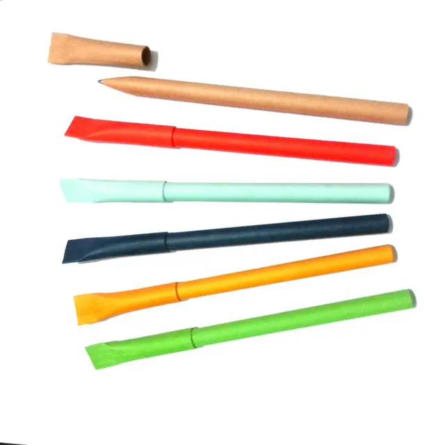 Goedkope Papier Pen Promotionele Ecologische Paper Pen Multi Color Mini Size Gerecycled Papier Balpen Voor School En Kantoor