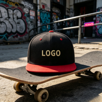 Casquette de baseball vierge en gros, 6 panneaux, en coton, colorblock, à visière plate, pour promotion, uniforme d'équipe, cadeau d'entreprise, merchandising d'événements