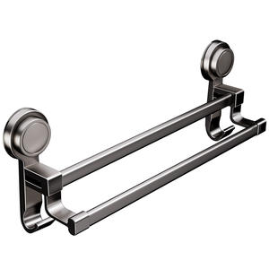 Étagère murale à ventouse pour pantoufles, double barre, sans perçage, simplicité moderne, en ABS, rangement pour salle de bain et toilettes, avec drainage - Product Image 5