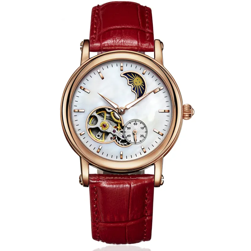 Modern mechanical crystal women multifunction mechanical watch