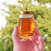 Ensemble de mini pots à miel en verre, pot à miel rond en verre avec couvercle doré, pot en verre hermétique - 70 ml