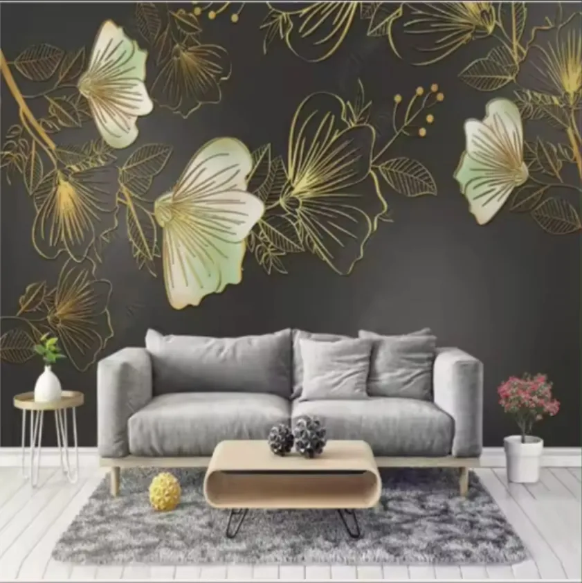 Современная светлая Роскошная обои для гостиной золотой линии цветок в скандинавском стиле диван фон настенная бумага домашний декор Фреска