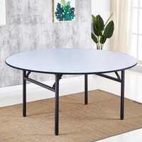 Contreplaqué personnalisé en usine peinture noire supérieure cadre en métal pliable restaurant hôtel table à manger ronde de banquet