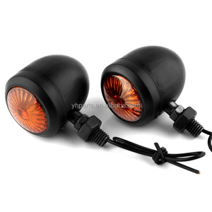Clignotants universels rétro en métal YEL13 pour moto, 12V, noirs, en forme de balle, feux de position, clignotants ambre - Product Image 5