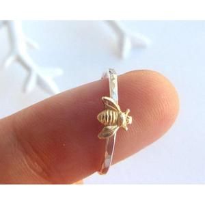 <b>Bee</b> Ring 925 Silver Gold Plated Two Tone Women's Fashion Jewelry <b>Gift</b> Insect Animal Design Elegant Style - Product Image 5