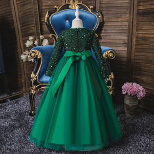 Magnifique Robe de Princesse Style Western pour Filles, Robes de Soirée Vertes à Manches Longues Pailletées pour Grandes Filles, Robes de Fête pour Filles de 12 Ans - Product Image 2