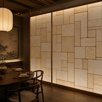 Panneau de verre décoratif translucide à motif géométrique abstrait, fait main, en papier de riz, pour séparateur de salle de thé japonaise