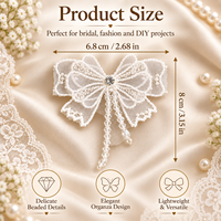 Applique papillon 3D perlée, patch en organza fait main avec cristaux et pompons pour accessoires capillaires, chapeaux, chaussures, mariages et projets DIY
