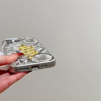 Nouvelle coque de téléphone moderne 3D en métal effet peau de serpent en cuir PU antichoc avec décoration pailletée pour iPhone 16 15 14 13 Pro Max