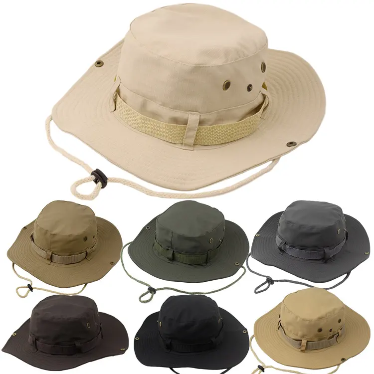 Yaz açık düz renk kova kapağı balıkçı şapkası özel nefes geniş Brim kova şapka boş veya özel pamuk düz BSCI , ISO