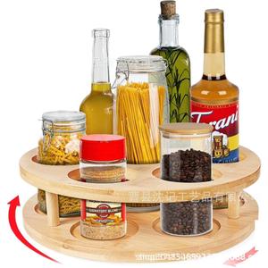 Wooden Lazy Susan <b>Spice</b> <b>Rack</b> <b>Rotating</b> Kitchen Storage Tray For Seasoning Bottle Holder Multi Function Desktop Organizer - Product Image 5