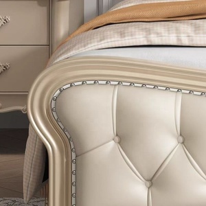 Lit de luxe en bois avec rangement, tête de lit capitonnée, style <span class=keywords><strong>palais</strong></span> européen, réglable, pliable, massant, inclinable, convertible, lit de princesse 1,8 m - Product Image 4