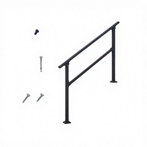 Kit de rampes d'escalier extérieures en 3 étapes, en acier au carbone noir, résistant à l'eau et à la rouille - Product Image 2