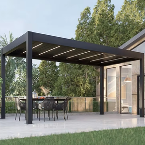 Pergola extérieure en aluminium moderne, bioclimatique, imperméable, avec toit à lamelles électriques et auvent pour jardin et patio - Product Image 3