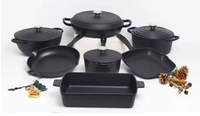 Peralatan Masak Besi Cor Enamel Putih 11 Buah, Tahan Lama, Anti Lengket, Cocok untuk Oven Induksi, Perlengkapan Dapur