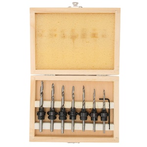 7Pcs Countersink Drill Bits Set Woodworking Drilling <strong>Tools</strong> Carpentry <strong>Reamer</strong> + 1Pc Hex Wrench - Product Image 1