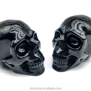 High quality crystal black obsidian unique skulls crystal crafts black obsidian skulls for collection decoration