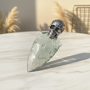 Collar de Obsidiana con Forma de Cuchillo de Flecha de Cristal, Hecho a Mano, con Diseño de Lobo y Calaveras, para Joyería DIY - Product Image 4