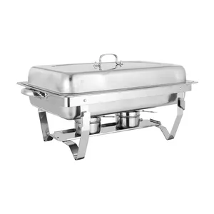 Atacado chafing dish set 6-Porta-malas com estampa de aço inoxidável, conjunto de 6 pratos para gabinete de salada, alta qualidade