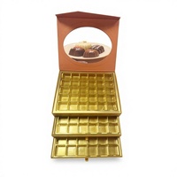 Boîte en papier pour chocolats avec fenêtre transparente et plateau coulissant, séparateurs en plastique, vente en gros d'usine, pour pralines, bonbons, cadeaux de mariage, aliments