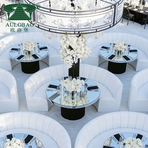 Table de mariage de luxe en acier inoxydable avec plateau en verre miroir pour événements - Product Image 4