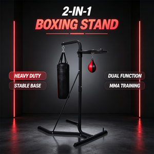 Support de sac de frappe lourd autoportant en acier, compatible avec les sols, avec supports pour plaques de poids, pour l'entraînement MMA et Muay Thai - Product Image 1