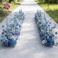 Fleurs artificielles bleues, chemin de fleurs pour l'entrée, allée, rangée de fleurs bleues, fleurs de mariage pour la décoration de mariage, fournitures de fête