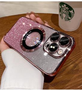 Pour <span class=keywords><strong>iPhone</strong></span> 16 15 13 pro max papier pailleté dégradé transparent magnétique étui de protection galvanoplastie <span class=keywords><strong>loupe</strong></span> couverture - Product Image 1