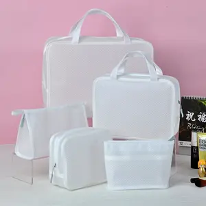 Multi-functional storage wash bag waterproof portable clip net PVC transparent cosmetic bag