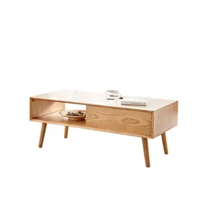 Mesa de madera sólida de estilo nórdico para ordenador portátil, soporte lateral para mesa de comida, sofá, sala de estar silla para, mesa de café, ceniza blanca