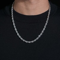 Collier chaîne cubaine Miami en argent S925 torsadé de 6 mm pour homme, bijoux hip-hop en moissanite testée au diamant