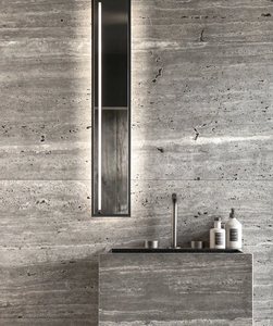 Argento e grigio travertino <span class=keywords><strong>pietra</strong></span> di marmo <span class=keywords><strong>naturale</strong></span> travertino <span class=keywords><strong>pietra</strong></span> lastra di <span class=keywords><strong>pietra</strong></span> per parete sala rivestimento isola controsoffit decorazione - Product Image 3