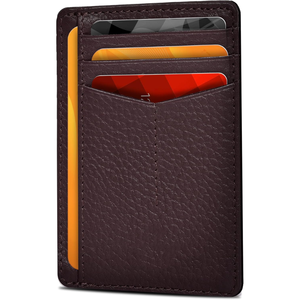 Porte-cartes fin en PU violet, portefeuille minimaliste unisexe, fermeture ouverte, longueur courte, motif géométrique - Product Image 5