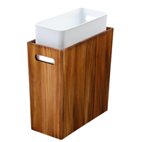 Poubelle rectangulaire en bois massif Coeusy de 3 gallons, design étroit et fin, seau amovible, décorative pour salle de bain/chambre/bureau