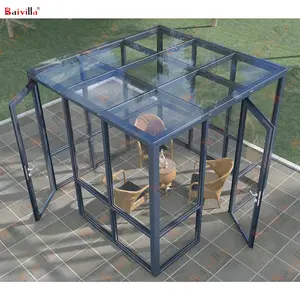 Outdoor Aluminium Frame Large Glass House Flat Roof Garden Room Insulated Conservatory Sunroom