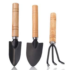 Lot de 3 outils de jardin en gros : truelle en fer à manche en bois, mini-chaufette pour plantation de fleurs en pot, bêche de déchauffage, pelle, DIY, industriel, OEM - Product Image 1