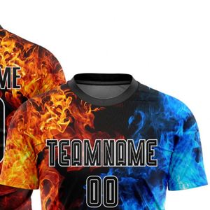 Fire Blue <b>Flame</b> Soccer Jersey Short Sleeve Football <b>Shirt</b> Breathable Lightweight Quick Dry Performance Sportswear for Training - Product Image 4