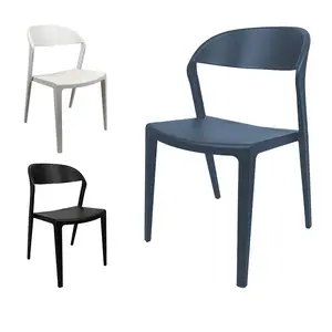 Cadeiras de restaurante pretas brancas e fortes de espessamento por atacado Cadeira de jantar de plástico empilhável para eventos ao ar livre Pp