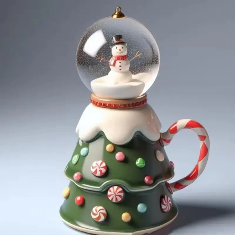 Водяной снег многоразовый снежный шар купольный напиток кофе пузырь молочный чай фарфоровая керамическая кружка чашка