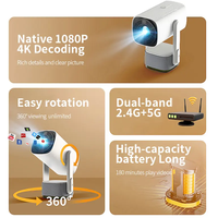Mini projecteur de batterie Home cinéma Rechargeable 4K projecteurs K2 Smart Android 11 Auto Focus projecteur LED pour voyager